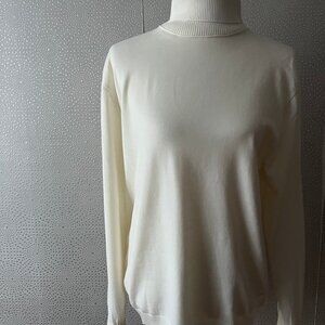 Bogner Womens Off White Long Sleeve Turtleneck Pullover Sweater Size L